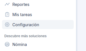 Sección configuración en Alegra