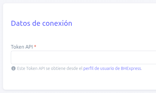 Campo del token API en BillMySales
