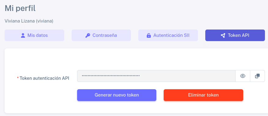 Token del usuario en BHExpress