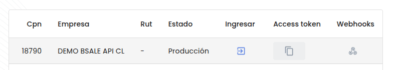 Copiar token de bsale