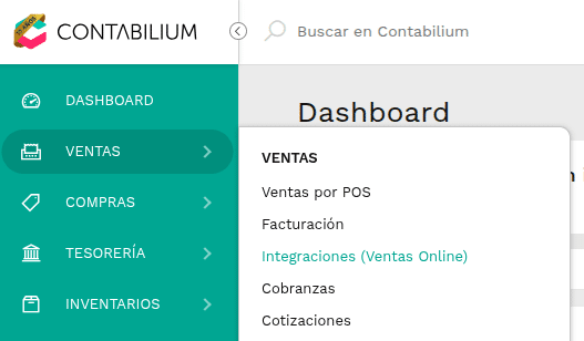 Menú de ventas en contabilium