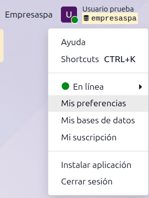 Sección de Mis preferencias en Odoo