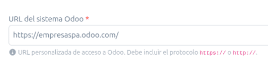 Campo URL del sistema Odoo