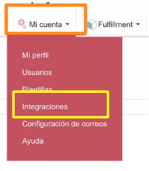 Sección de Integraciones en seller center