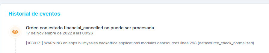 Historial de eventos