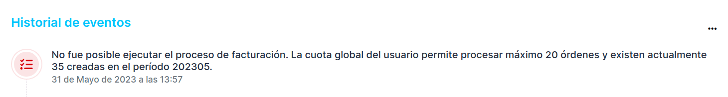 Historial de eventos BillMySales