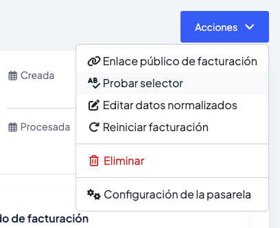 Menú - probar selector
