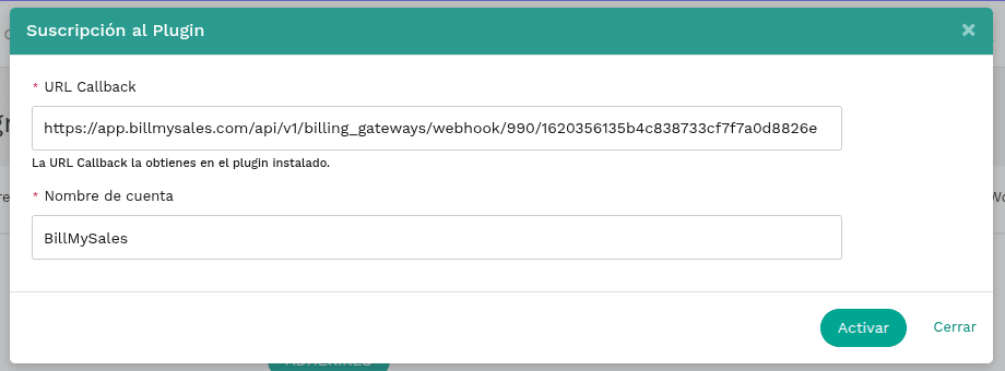 Datos para crear la app en contabilium completados
