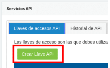 Crear Llave API
