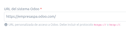 Campo URL del sistema Odoo