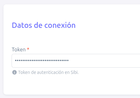 Datos de conexión de Sibi configurados en BillMySales