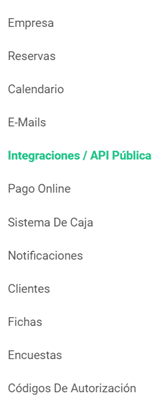 Acceder a la sección de API en AgendaPro