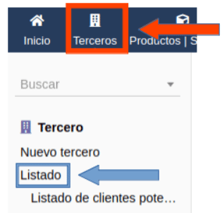 Menú Terceros - Listado