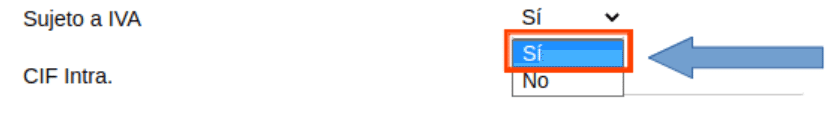 Sujeto a IVA - Sí