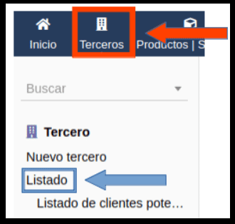 Menu Terceros - Listado