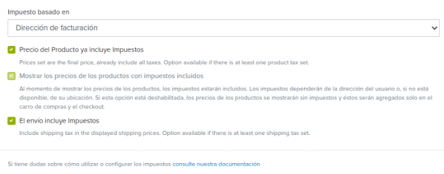 Configuración impuestos - Brutos
