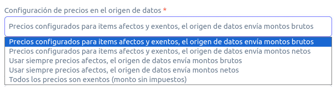 Configuración de precios