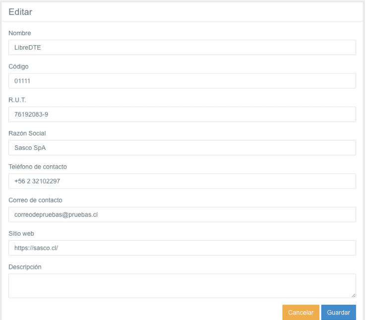 Formulario de emisor