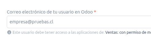 Correo del usuario de Odoo configurado en BillMySales