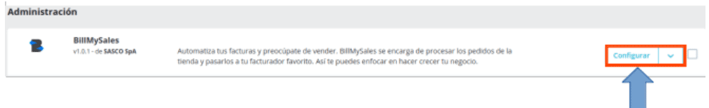 Módulo BillMySales en Administración