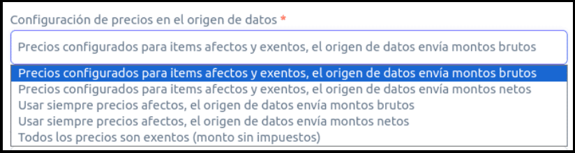 Configuración de precios