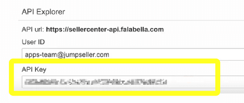 Datos de conexión en seller center