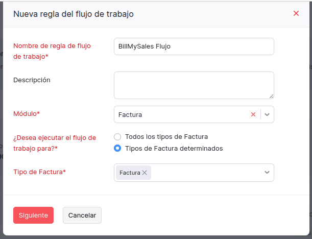 Nueva regla del flujo de trabajo