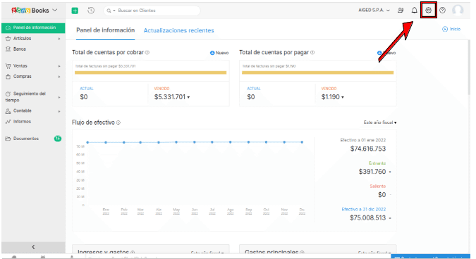 Configuraciones de Zoho Books