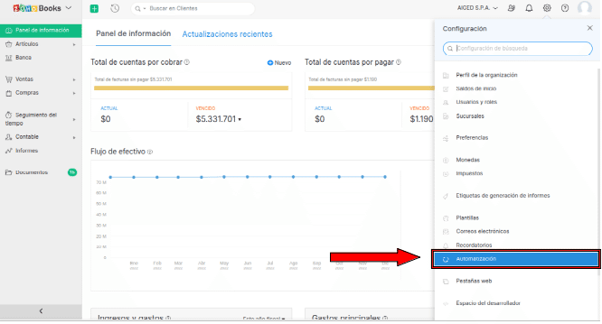 Menú de Automatización