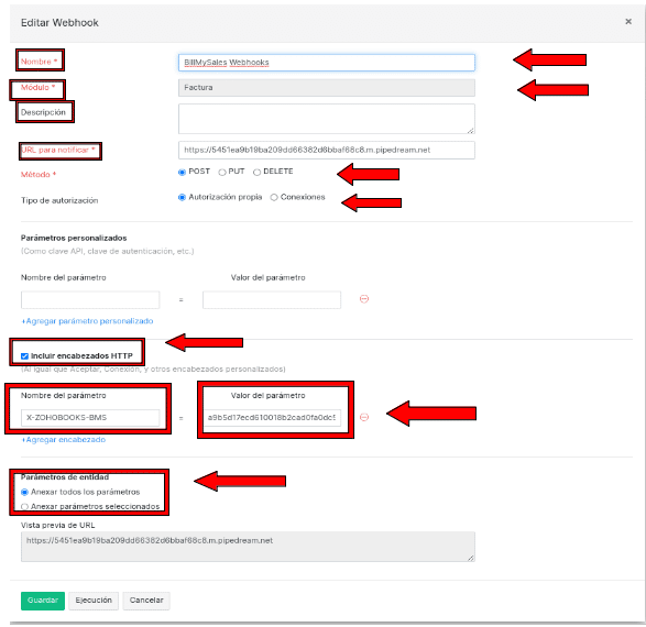 Configuración completa del Webhook